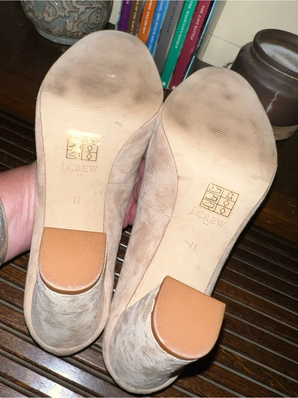 J. Crew Beige Suede Peep-Toe Heels